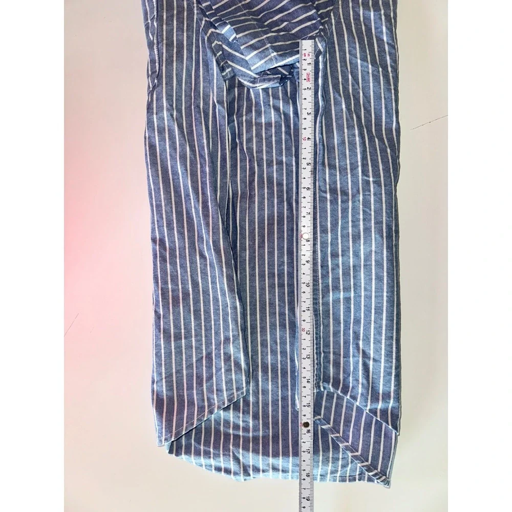 Levis Mens Standard Fit Short Sleeve Striped‎ Button Down Shirt Blue White M